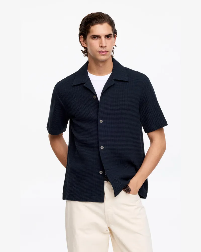 Arket Jerseyhemd Mit Waffelmuster -Blau Blau