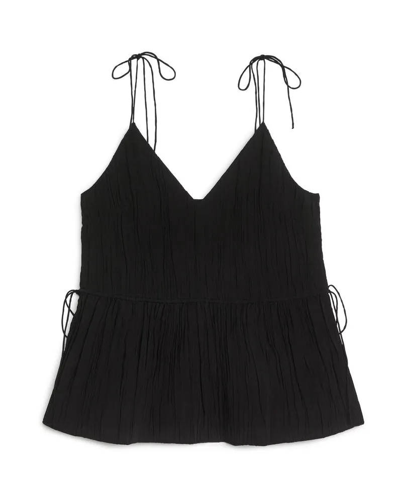 Arket Crinkle-Trägertop - Schwarz Schwarz