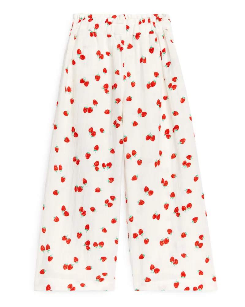 Arket Fließende Hose Aus Baumwollmusselin -Weiß Weiß