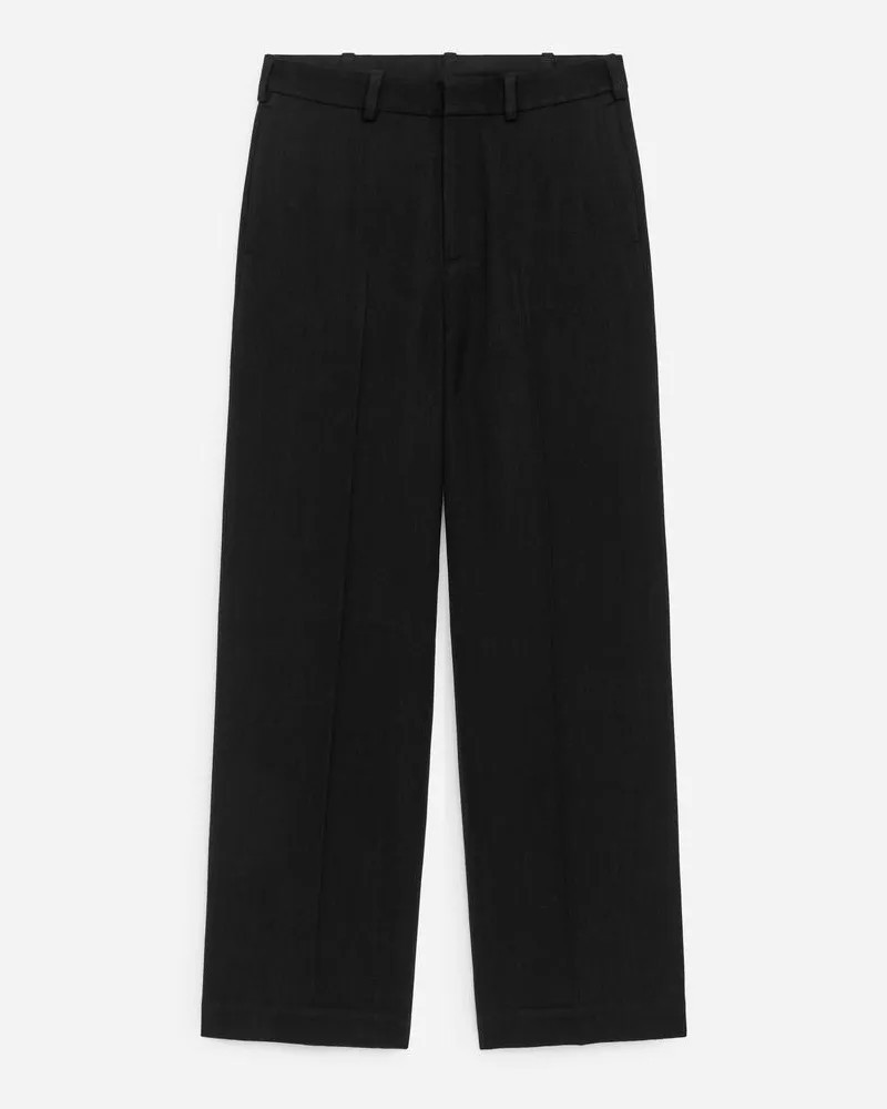 Arket Locker Geschnittene Hose Aus Wolle -Schwarz Schwarz
