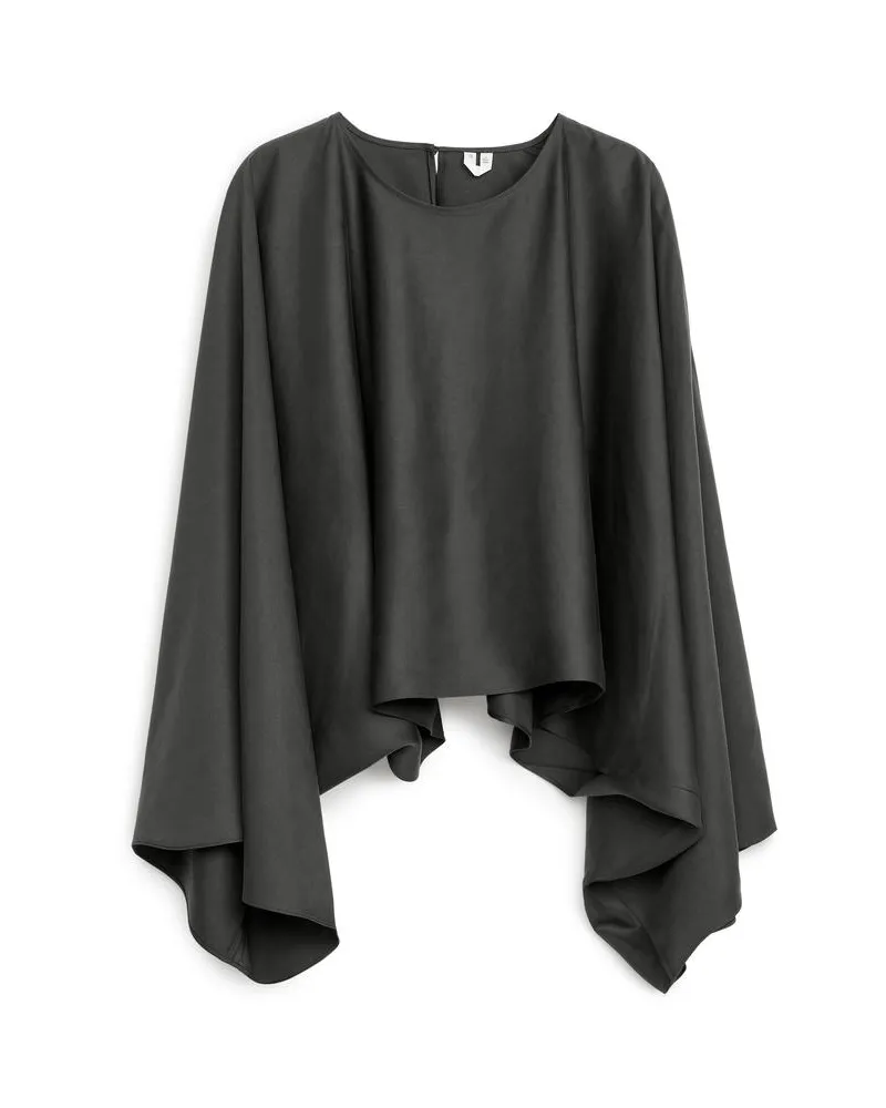 Arket Fließende Bluse - Grau Dunkelgrau