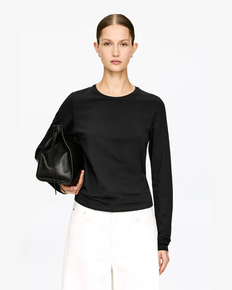 Arket Langarmshirt Aus Stretch-Baumwolle -Schwarz Schwarz