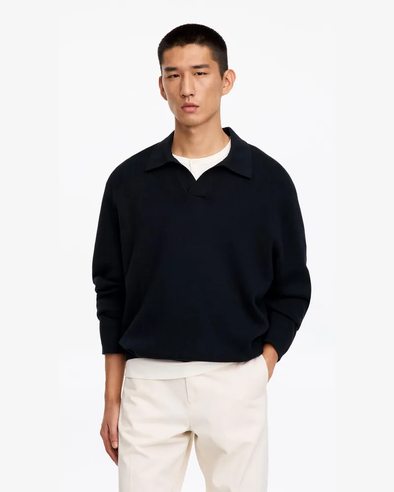 Arket Poloshirt Aus Baumwolle Und Seide -Blau Blau