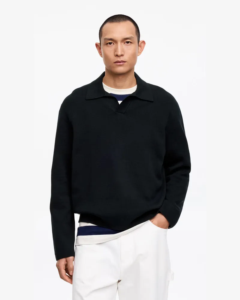 Arket Poloshirt Aus Baumwolle Und Seide -Blau Blau