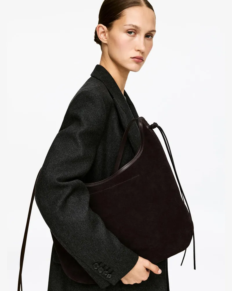 Arket Schultertasche Aus Veloursleder -Braun Braun