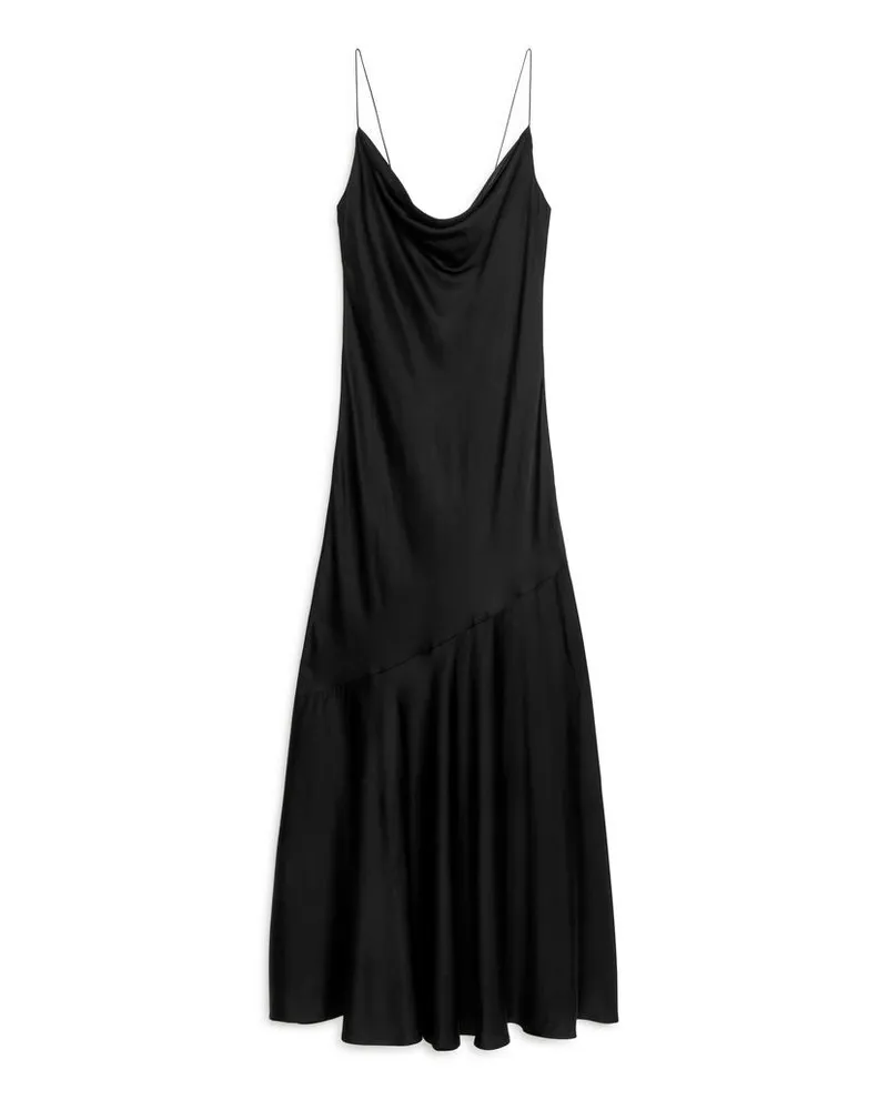 Arket Maxikleid Aus Satin - Schwarz Schwarz