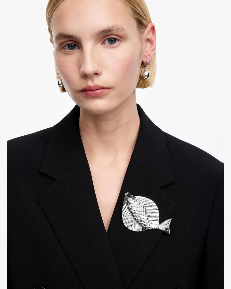 Arket Versilberte Fischförmige Brosche -Silberfarben Silberfarben