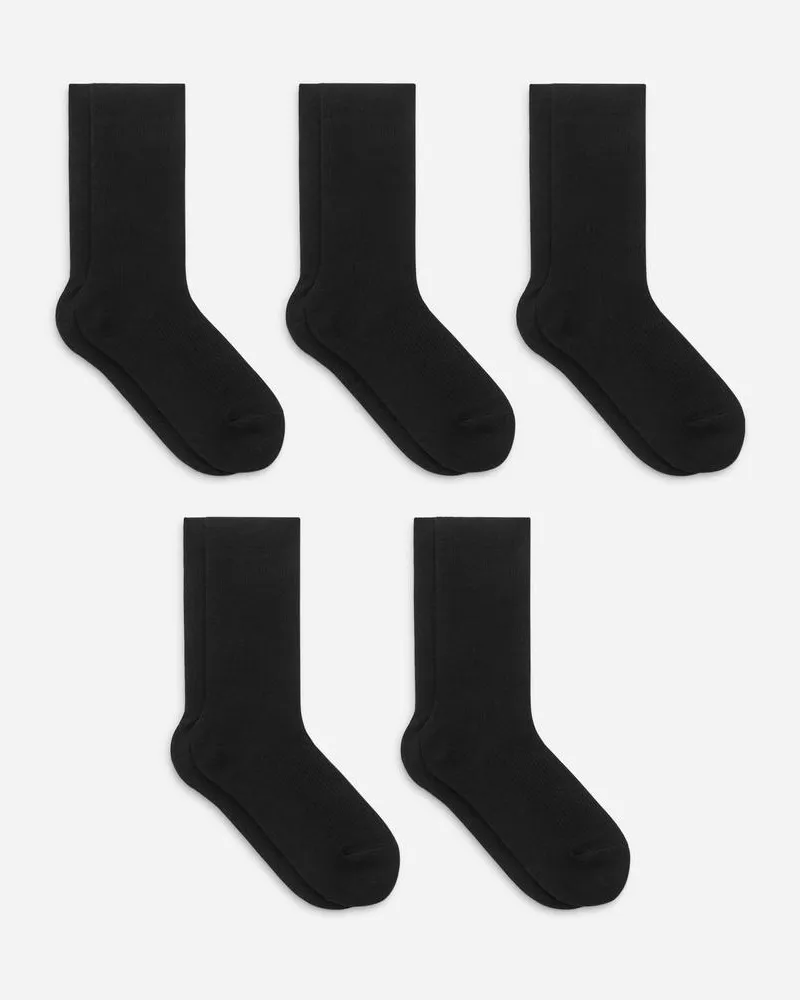 Arket Gerippte Baumwollsocken, 5Er-Pack - Schwarz Schwarz