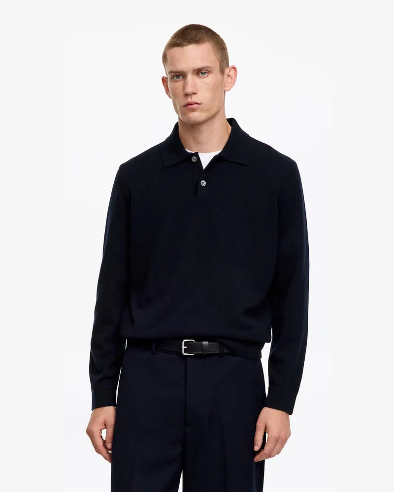 Arket Strick-Poloshirt Aus Reinem Kaschmir -Blau Blau
