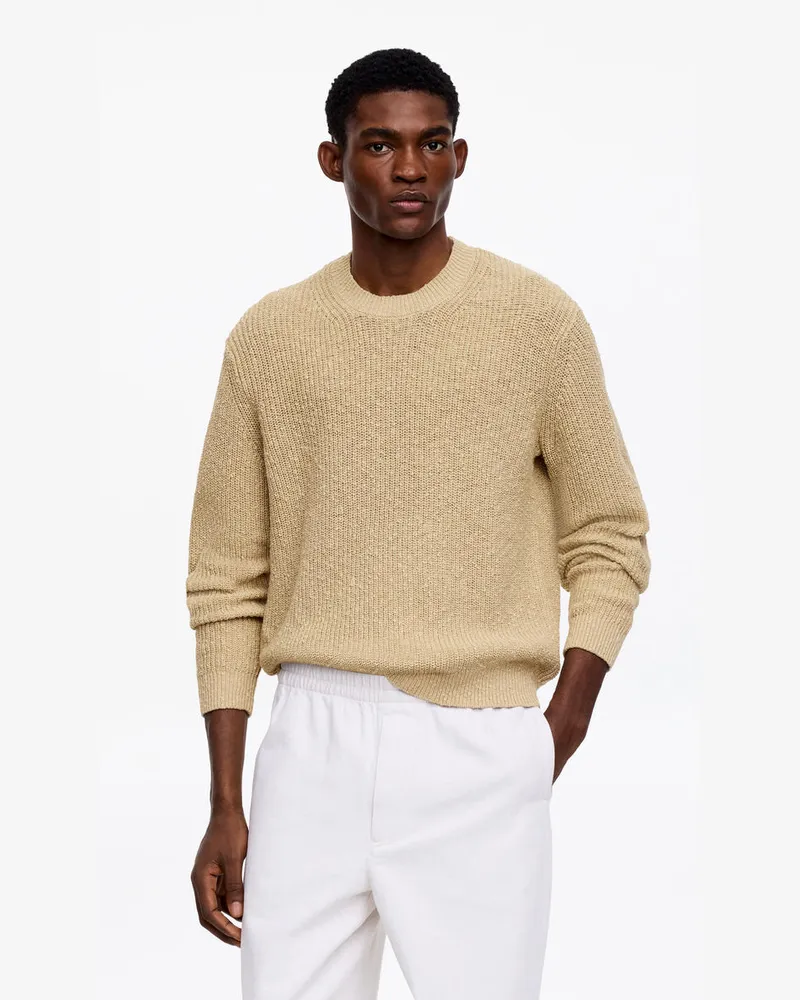 Arket Pullover Aus Baumwolle Und Leinen -Beige Beige