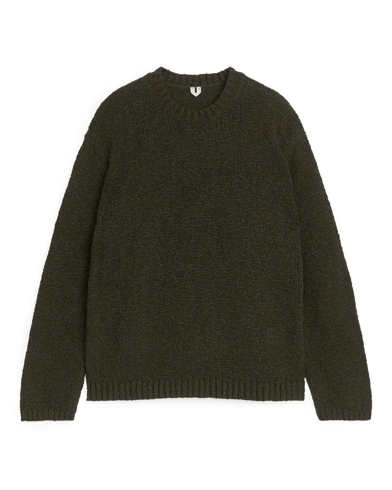 Arket Bändchengarn-Pullover - Grün Dunkelgrün