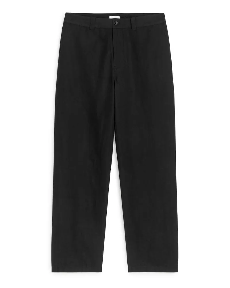 Arket Hose Aus Baumwolle Und Leinen -Schwarz Schwarz