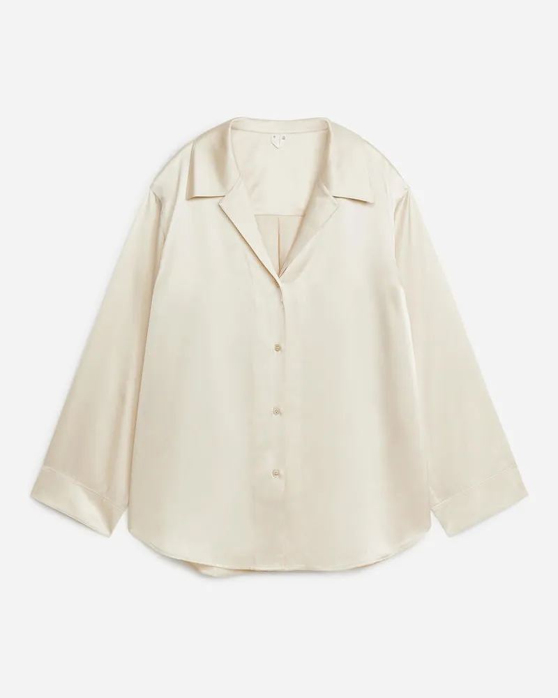 Arket Legere Seidenbluse - Weiß Cremeweiß