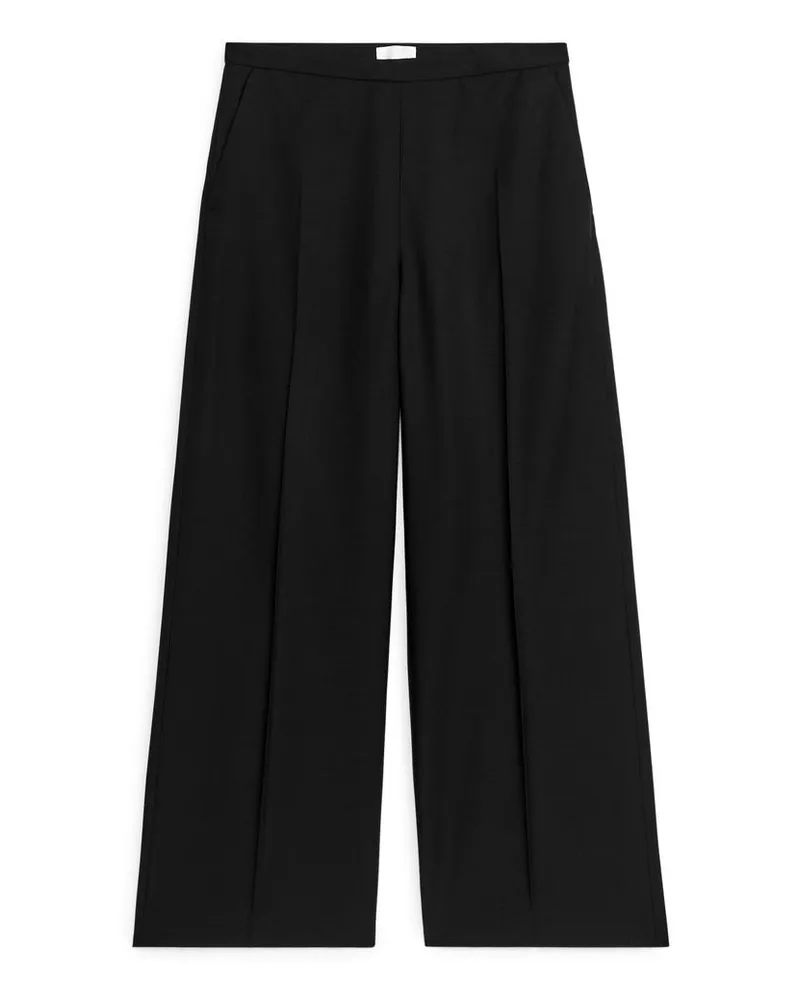 Arket Fließende Hose Mit Weiten Beinen - Schwarz Schwarz