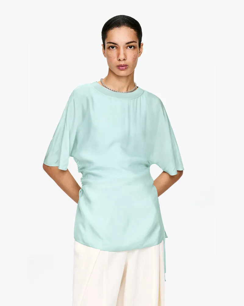 Arket Oberteil Mit Raffung -Türkis Türkis