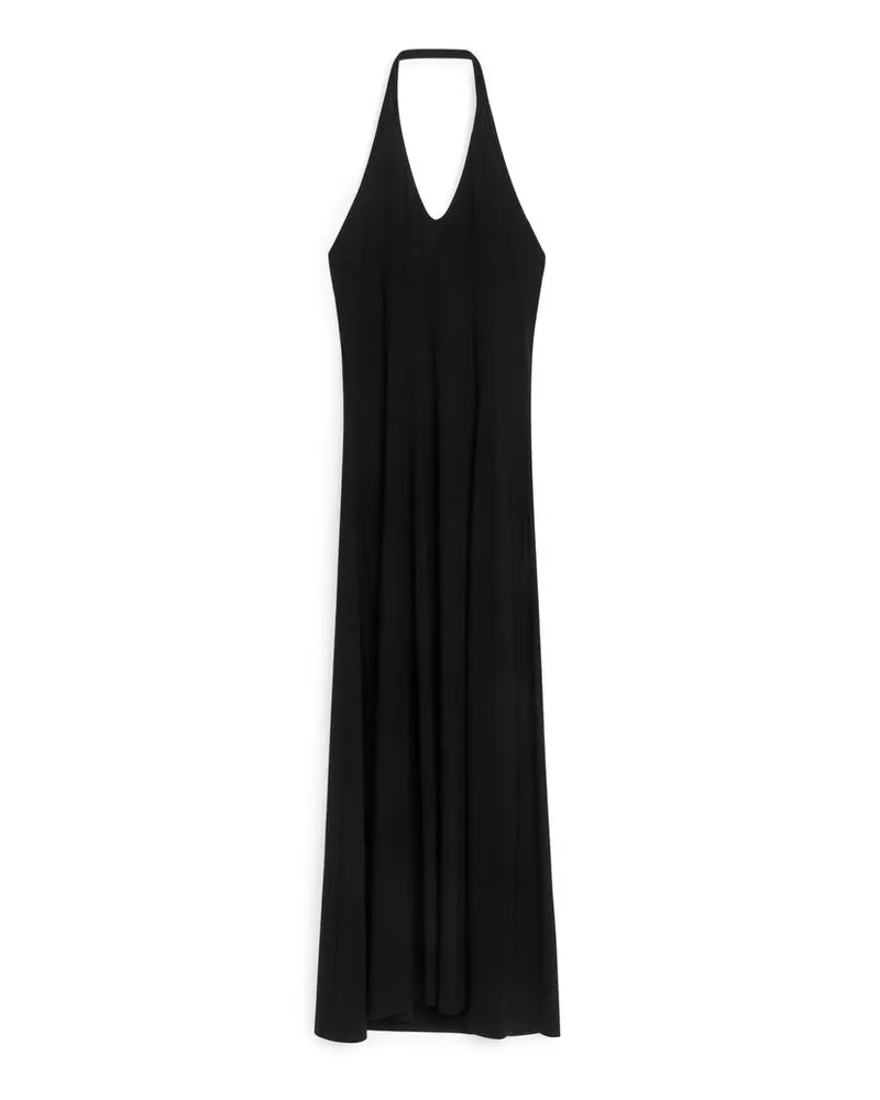 Arket Neckholder-Midikleid - Schwarz Schwarz