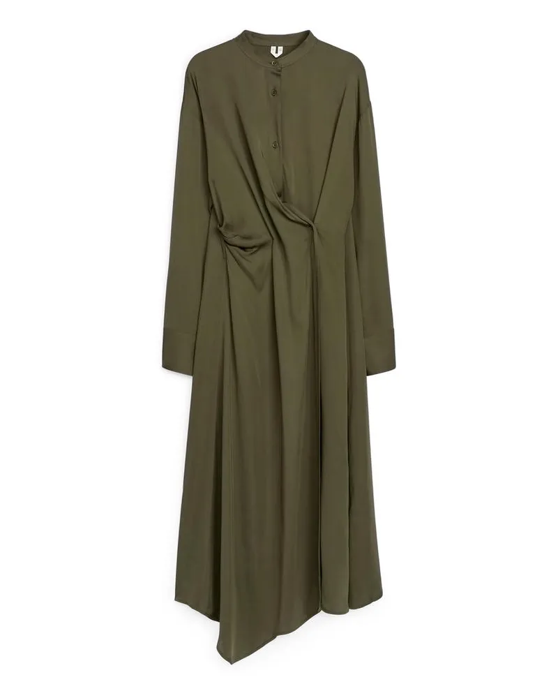 Arket Midi-Wickelkleid - Grün Khaki