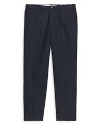 Arket Baumwollleinen-Hose Regular Cropped Dunkelblau