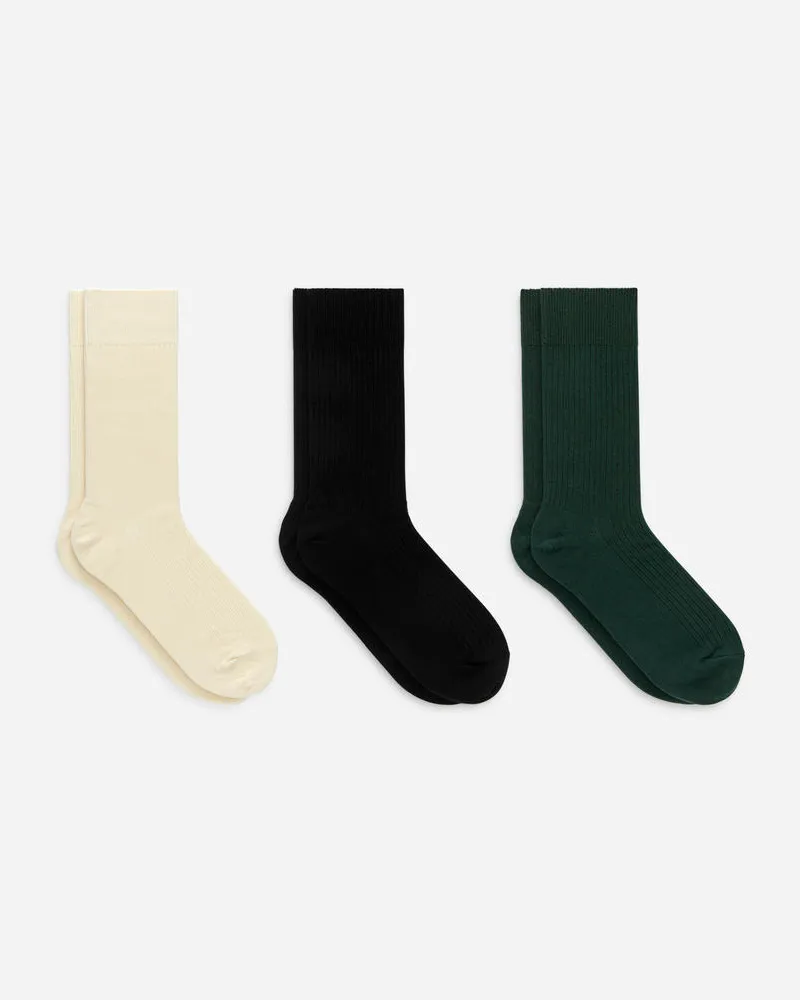 Arket Gerippte Socken Aus Supima-Baumwolle 3er-Pack -Grün Grün