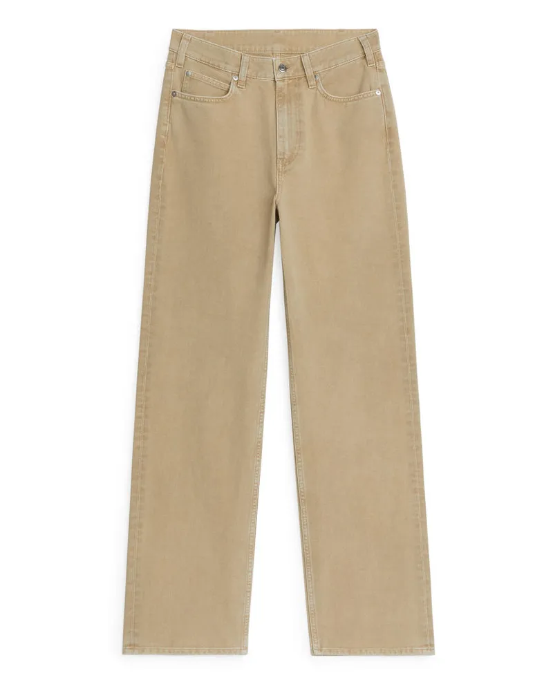 Arket Poplar High Relaxed Jeans - Beige Beige