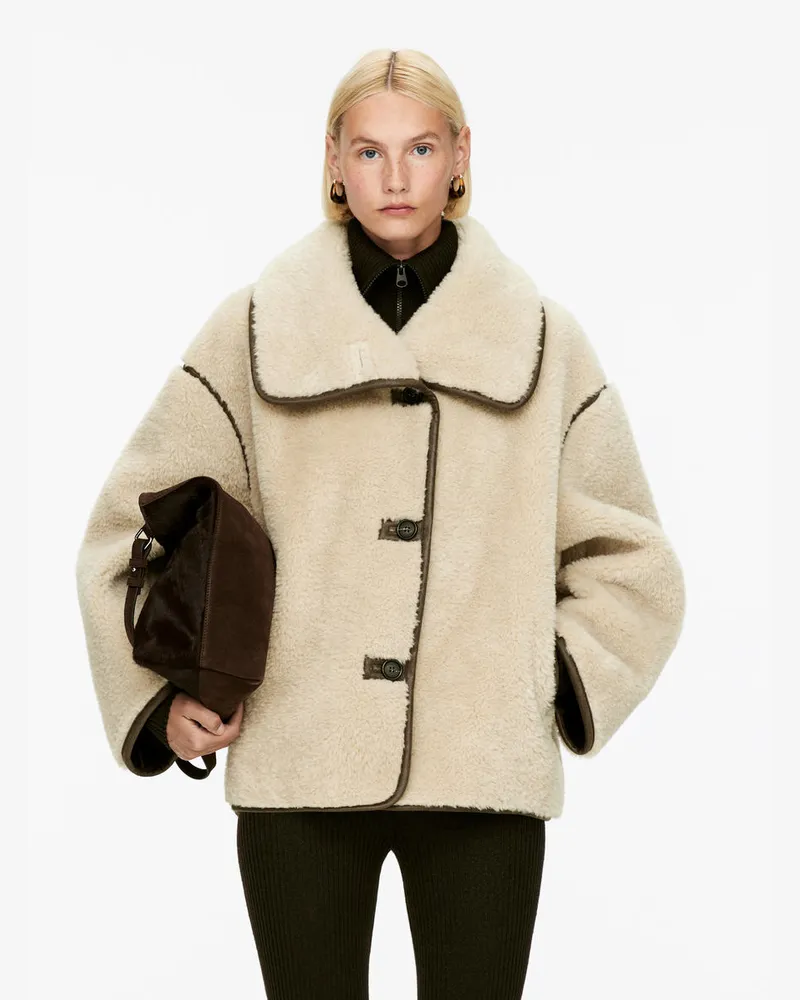 Arket Kurze Teddyjacke -Beige Beige