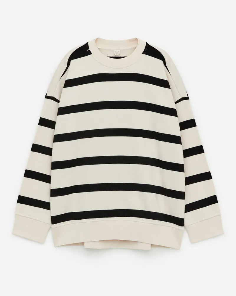 Arket Lockeres Sweatshirt Aus Frottee - Schwarz|Weiß|Mehrfarbig Weiß
