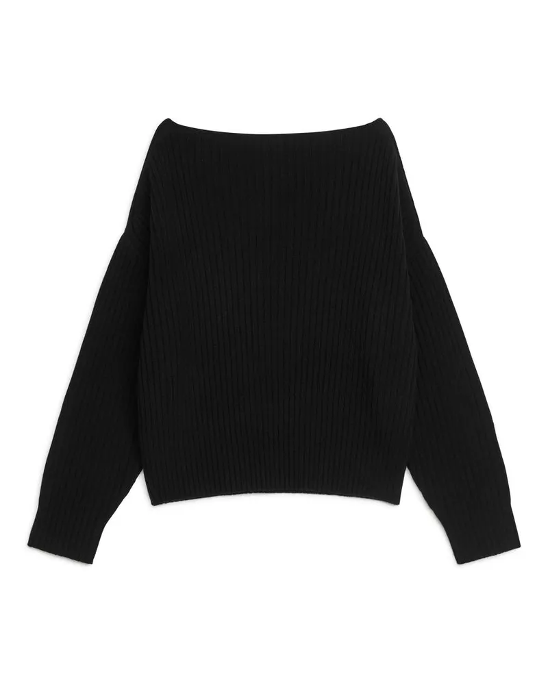 Arket Gerippter Wollpullover -Schwarz Schwarz