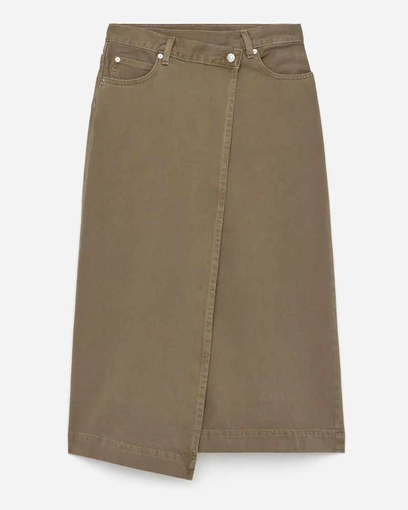 Arket Wickelrock Aus Denim - Grün Khaki