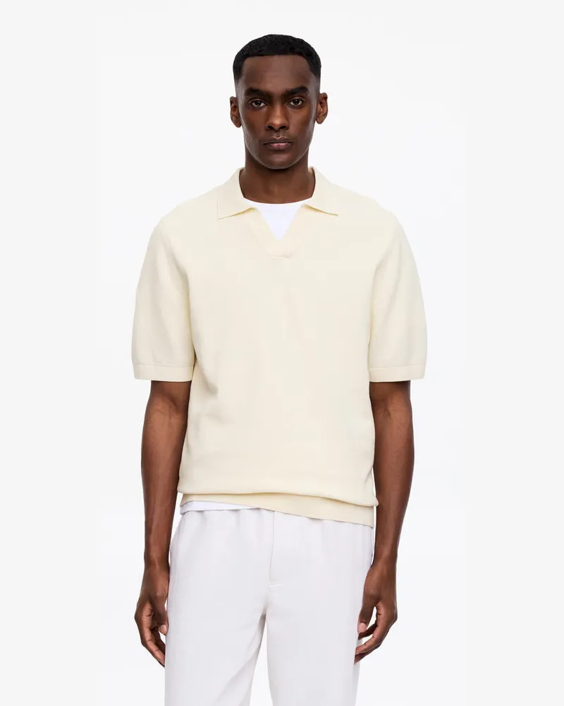 Arket Strukturiertes Polohemd -Weiß Weiß