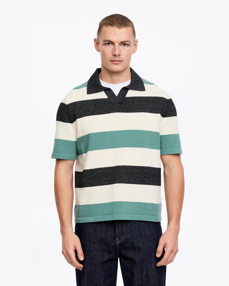 Arket Poloshirt Mit Blockstreifen -Weiß Weiß