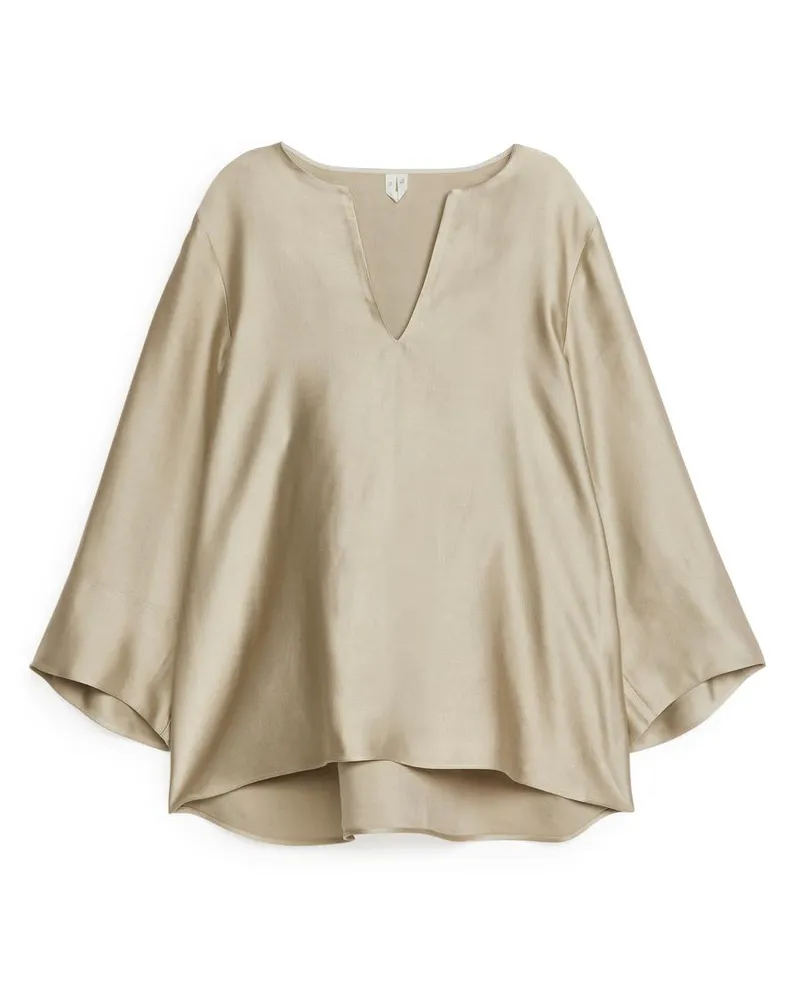 Arket Bluse Aus Leinenmischung - Beige Beige