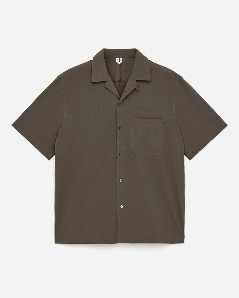 Arket Seersucker-Hemd Mit Kubanischem Kragen -Beige Beige
