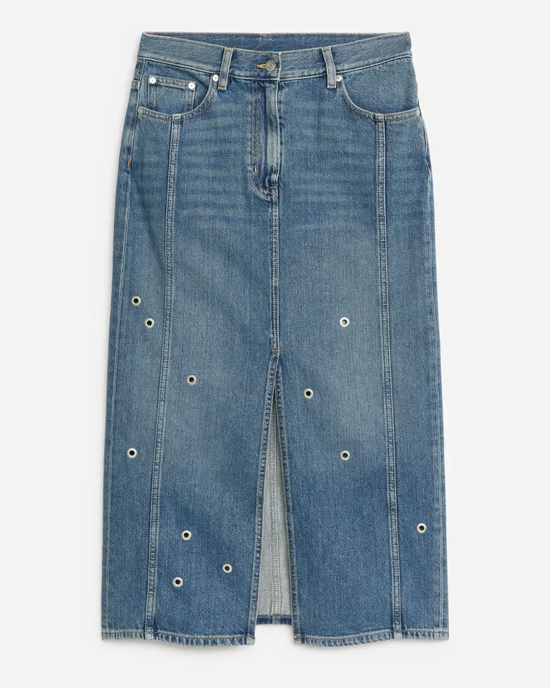 Arket Jeansrock Mit Ösen -Blau Blau