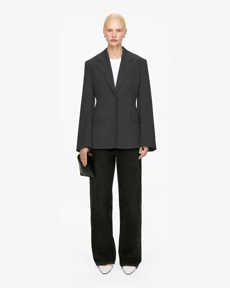 Arket Schmaler Einreihiger Blazer -Grau Grau