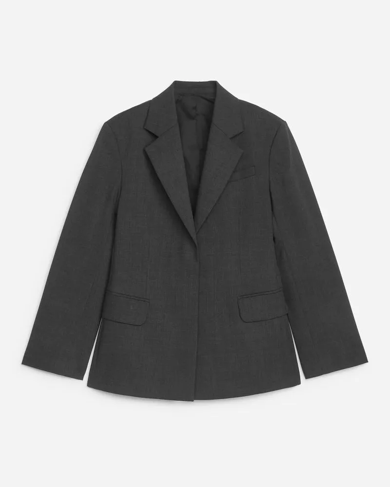 Arket Schmaler Einreihiger Blazer -Grau Grau