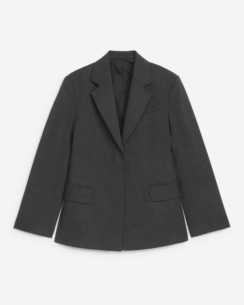 Arket Schmaler Einreihiger Blazer -Grau Grau