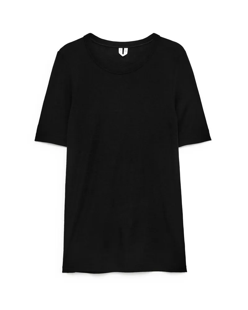 Arket Geripptes Woll-T-Shirt -Schwarz Schwarz