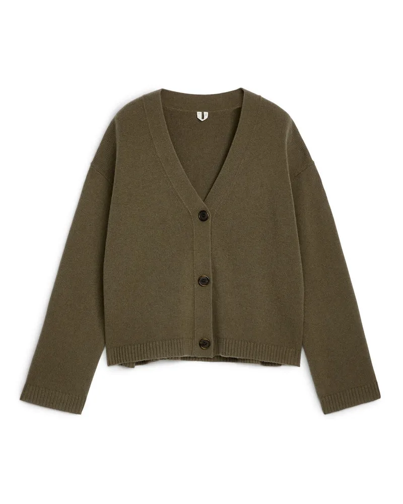 Arket Strickjacke Aus Kaschmir Und Wolle - Grün Khaki
