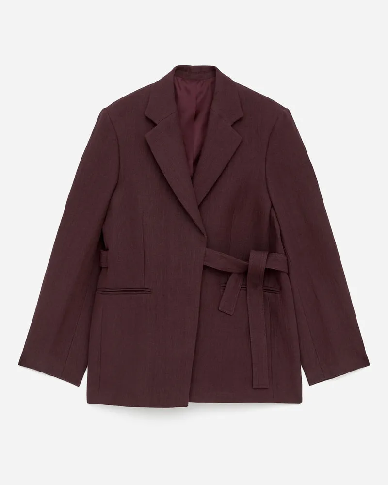 Arket Baumwoll-Leinen-Blazer - Lila Weinrot