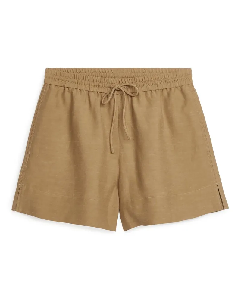 Arket Viskose-Leinen-Shorts - Beige Dunkelbeige