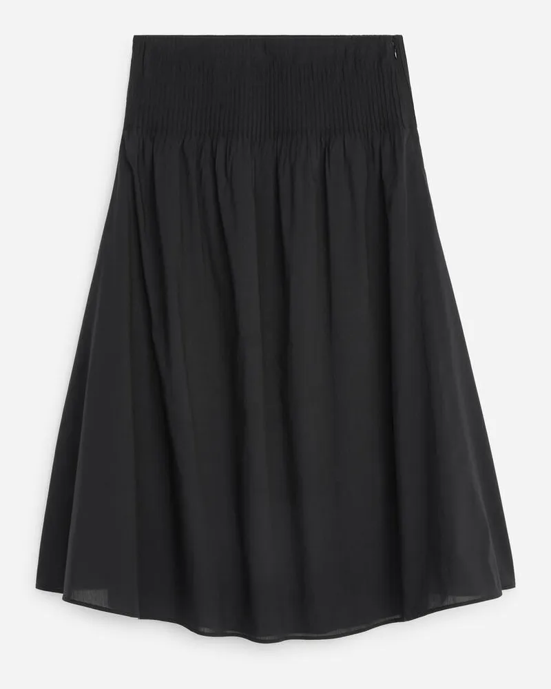 Arket Voile-Rock Mit Biesen -Schwarz Schwarz