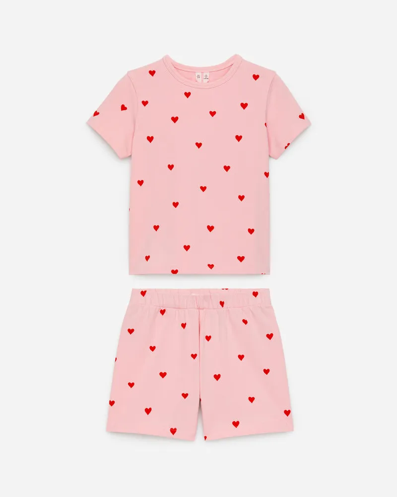 Arket Zweiteiliger Kurzer Pyjama Aus Jersey - Rosa|Rot|Mehrfarbig Rosa