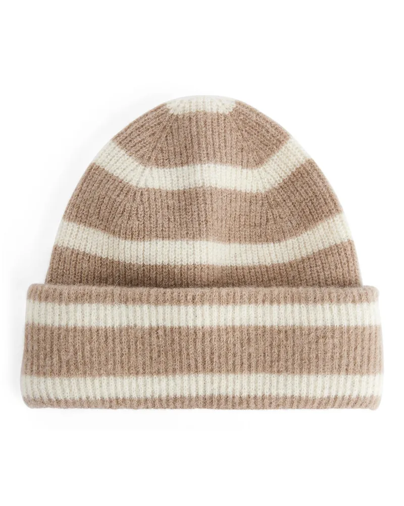 Arket Beanie Aus Alpakawolle Und Wolle - Beige|Mehrfarbig|Weiß Beige