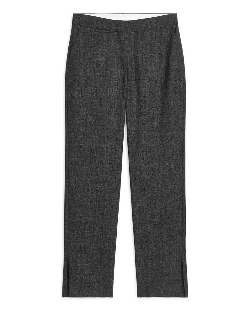 Arket Taillierte Hose Mit Geschlitztem Saum - Schwarz Schwarz