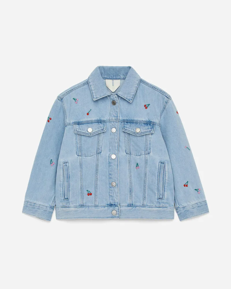 Arket Bestickte Jeansjacke -Blau Blau