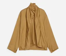 Bluse Mit Tuchkragen -Beige