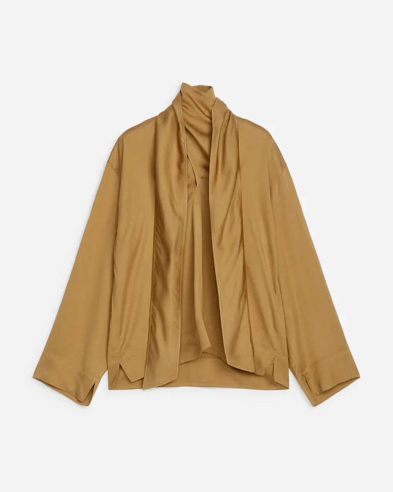 Arket Bluse Mit Tuchkragen -Beige Beige