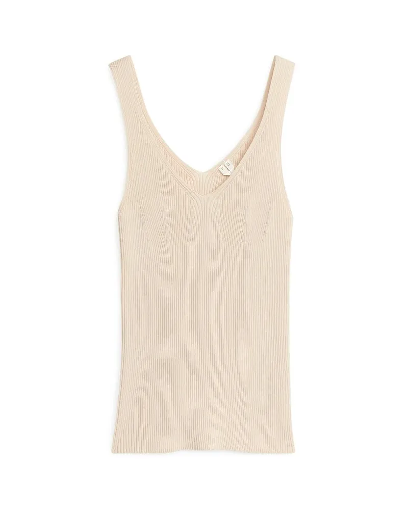 Arket Rippstrick-Trägerhemd - Beige Beige