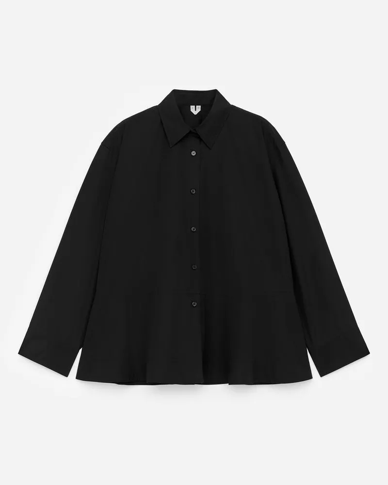 Arket Baumwollbluse Mit Schößchen -Schwarz Schwarz