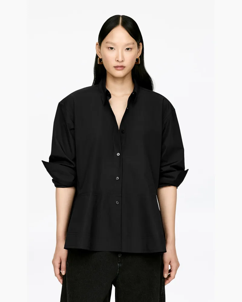 Arket Baumwollbluse Mit Schößchen -Schwarz Schwarz